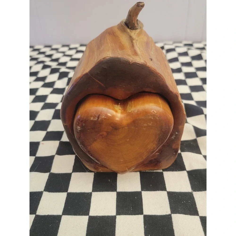 Hand-Carved Cedar Heart Secret Box •‎ Puzzle Drawer • Rustic Wood Trinket